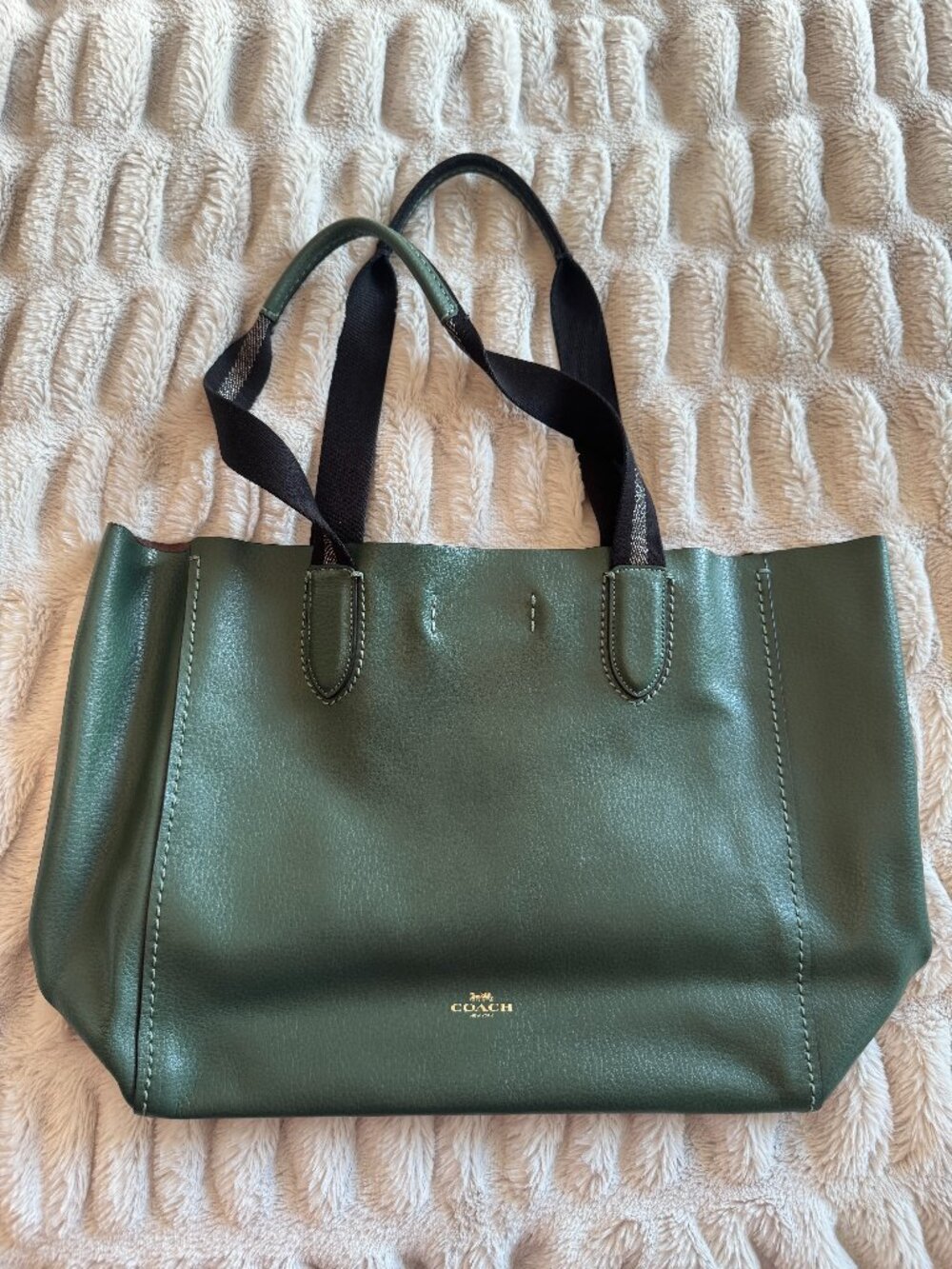 Coach Green Pebble Leather Derby Tote Bag F58660 EUC